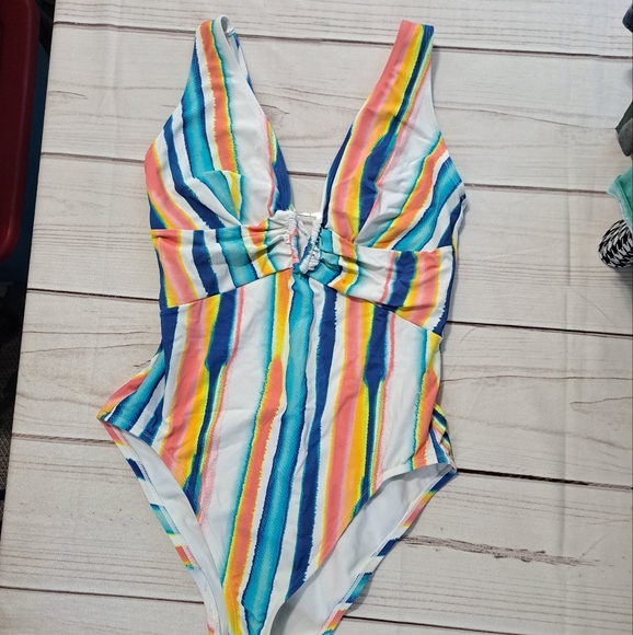 Adore Me 1X Colorful Striped One-Piece Swimsuit - Picture 1 of 6